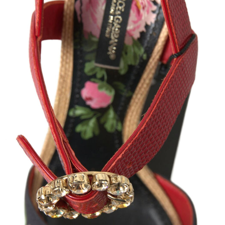 Dolce & Gabbana Multicolor Crystal Leather Amore Heels Sandals