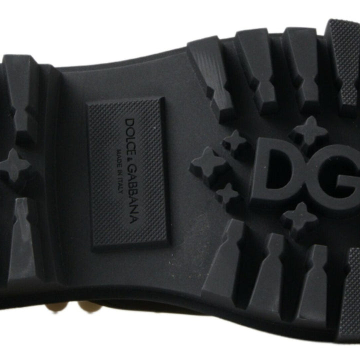 Dolce & Gabbana Black Leather Faux Pearl Studded Dress Shoes