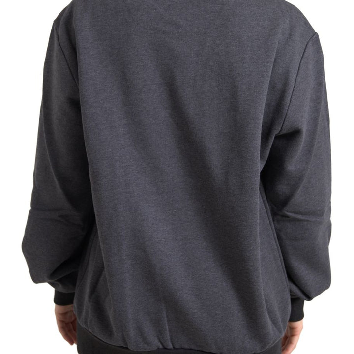 Dolce & Gabbana Dark Gray Cotton Crew Neck Pullover Sweater