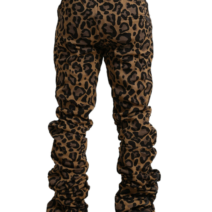 Dolce & Gabbana Brown Leopard Jacquard Jogger Pants