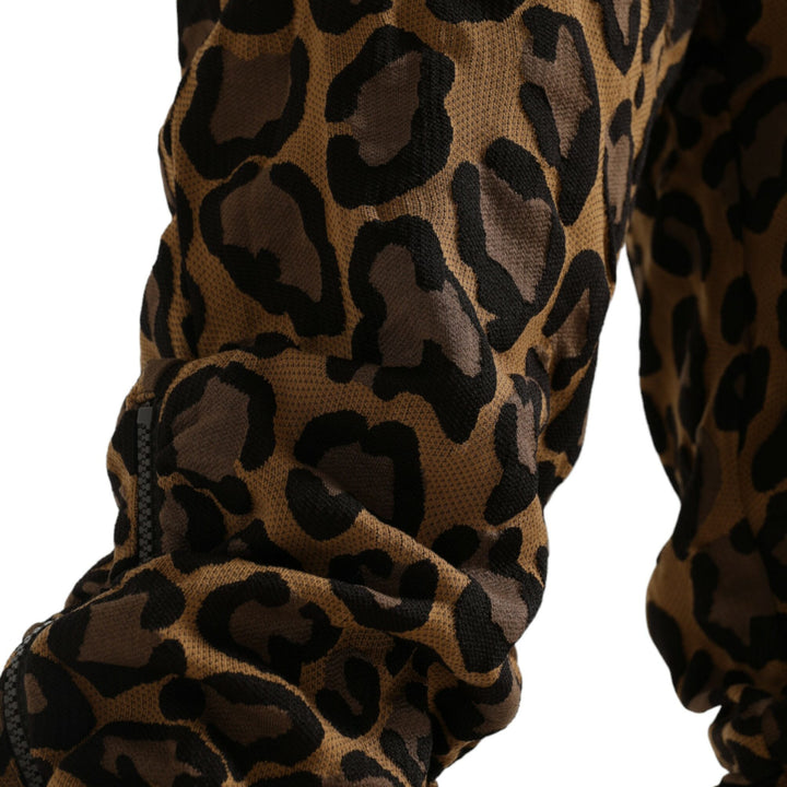 Dolce & Gabbana Brown Leopard Jacquard Jogger Pants