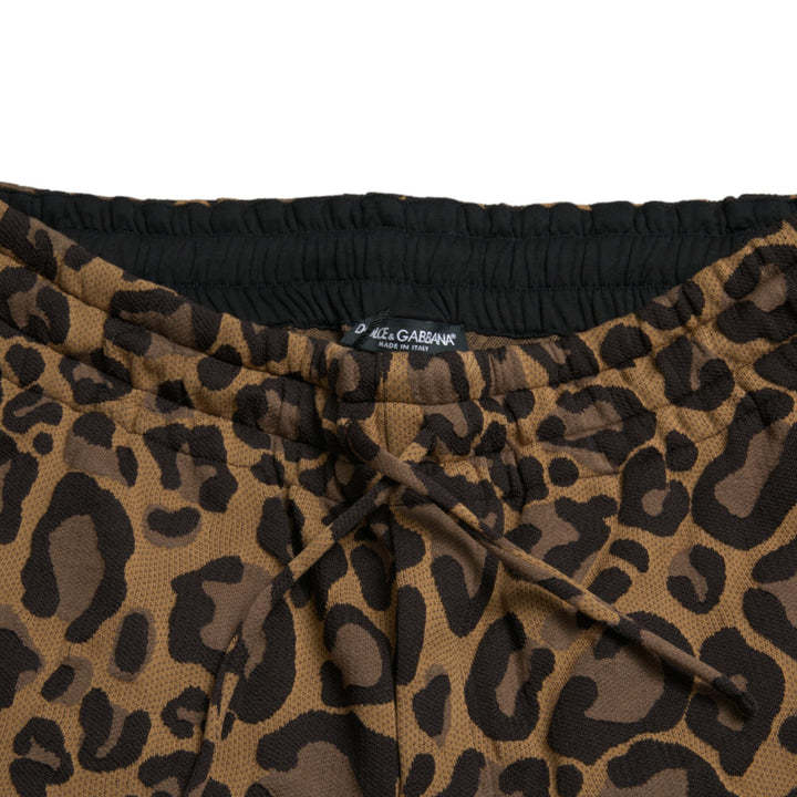 Dolce & Gabbana Brown Leopard Jacquard Jogger Pants