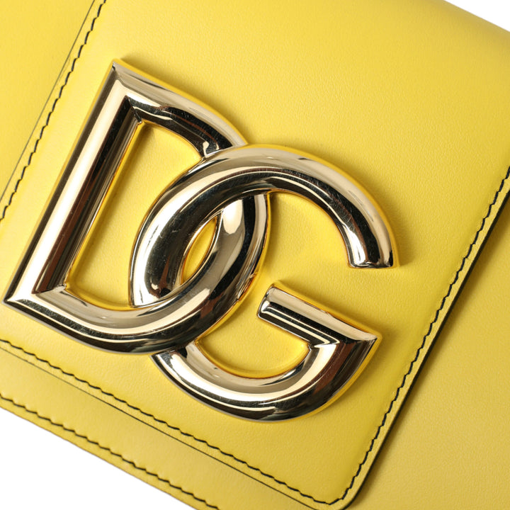 Dolce & Gabbana Yellow Leather DG Logo Eyewear Sunglasses Case Cover Bag