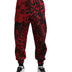 Dolce & Gabbana Red Black Leopard Print Stretch Jogger Pants