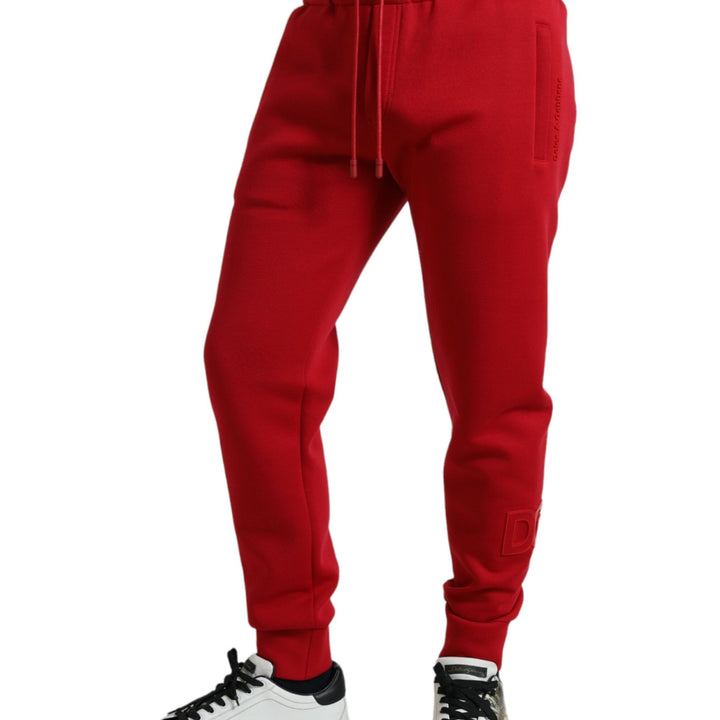 Dolce & Gabbana Red Cotton Blend Skinny Jogger Pants