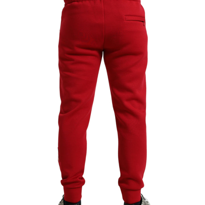 Dolce & Gabbana Red Cotton Blend Skinny Jogger Pants