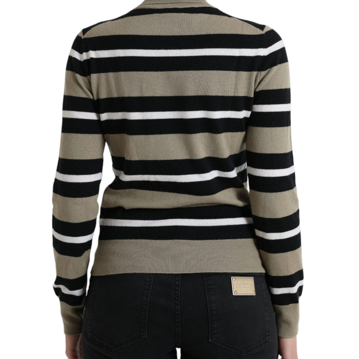 Dolce & Gabbana Multicolor Stripes Logo Turtle Neck Pullover Sweater