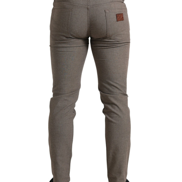 Dolce & Gabbana Brown Cotton Stretch Skinny Men Pants