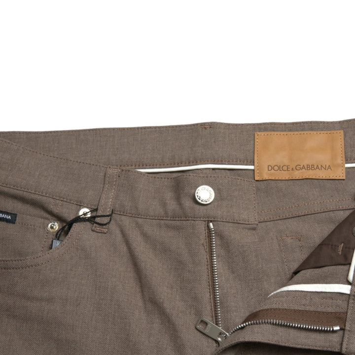 Dolce & Gabbana Brown Cotton Stretch Skinny Men Pants