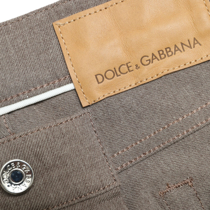 Dolce & Gabbana Brown Cotton Stretch Skinny Men Pants