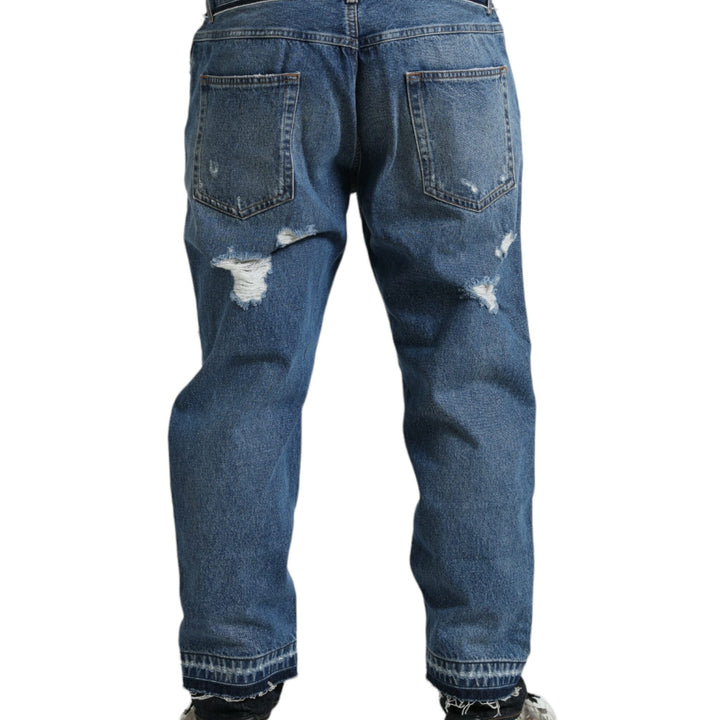 Dolce & Gabbana Blue Tattered Cotton Men Denim Jeans