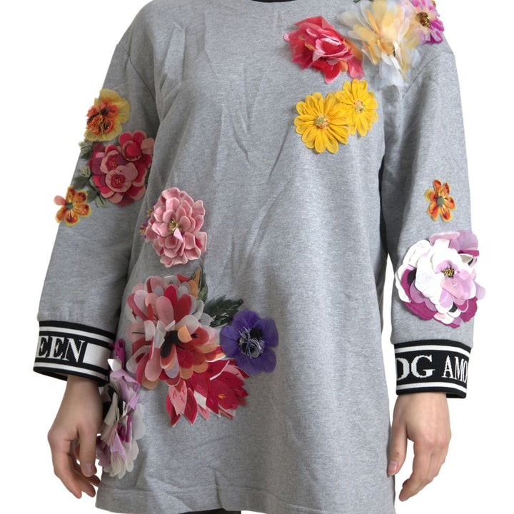 Dolce & Gabbana Gray DG Amore Queen Floral Pullover Sweater