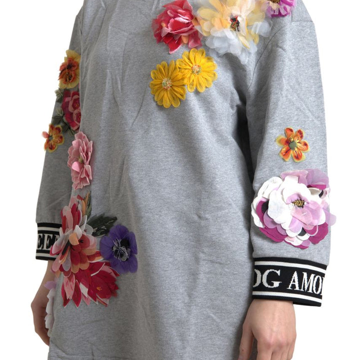 Dolce & Gabbana Gray DG Amore Queen Floral Pullover Sweater