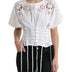 Dolce & Gabbana White Cotton Floral Cut Out Blouse Top