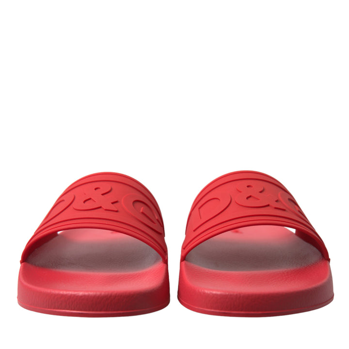 Dolce & Gabbana Red Rubber Summer Beach Slides Sandals