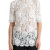 Dolce & Gabbana White Floral Lace Cotton Round Neck Blouse Top