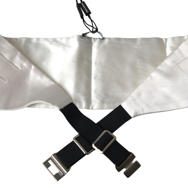 Dolce & Gabbana White Men Wide Waist Silk Belt Cummerbund