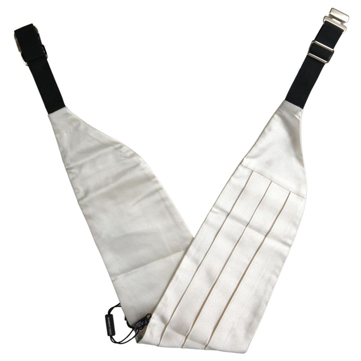 Dolce & Gabbana White Men Wide Waist Silk Belt Cummerbund