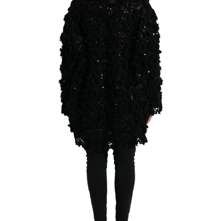 Dolce & Gabbana Black Sequined Embellished Pullover Sweater