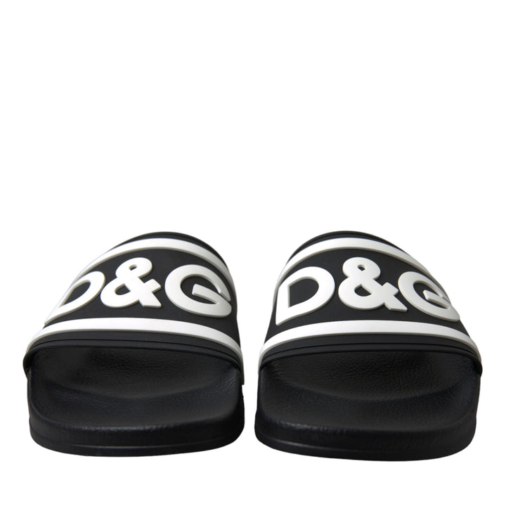 Dolce & Gabbana Black Rubber Sandals Slippers Beachwear Men Shoes