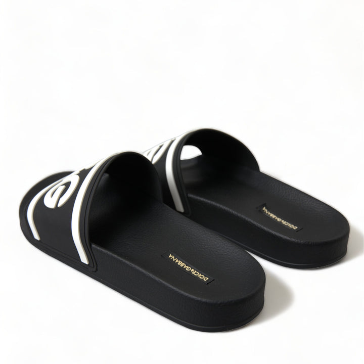 Dolce & Gabbana Black Rubber Sandals Slippers Beachwear Men Shoes