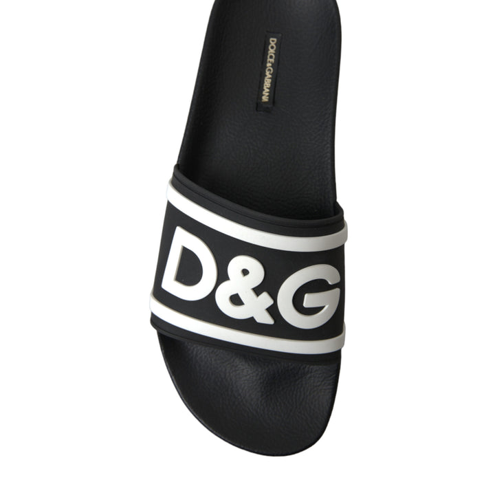 Dolce & Gabbana Black Rubber Sandals Slippers Beachwear Men Shoes