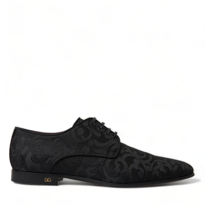 Dolce & Gabbana Black Jacquard Lace Up Derby Dress Shoes