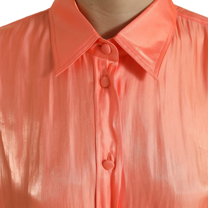 Dolce & Gabbana Peach Long Sleeve Button Down Blouse Top