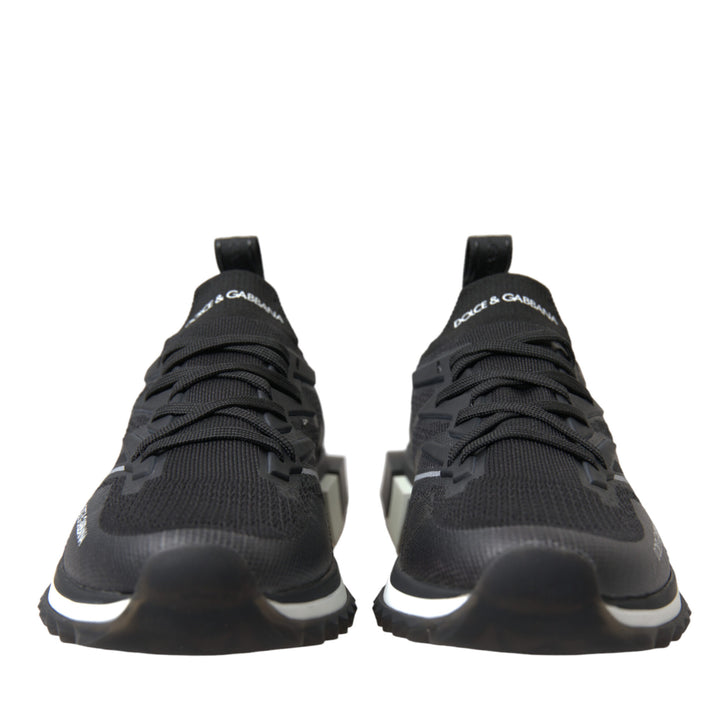 Dolce & Gabbana Black Stretch Mesh Logo Sorrento Sneakers Shoes