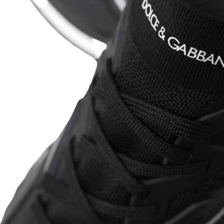 Dolce & Gabbana Black Stretch Mesh Logo Sorrento Sneakers Shoes