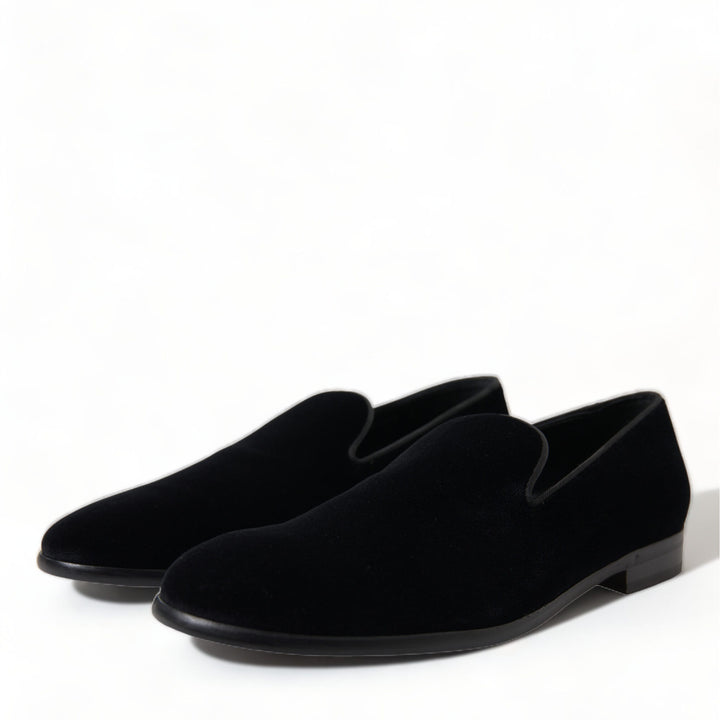 Dolce & Gabbana Black Velvet Loafers Formal Shoes