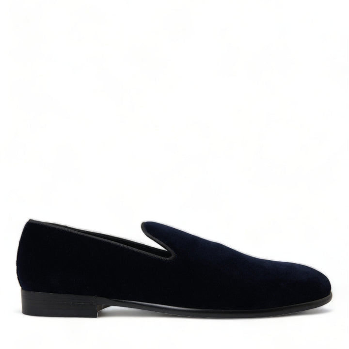 Dolce & Gabbana Blue Velvet Formal Loafers Dress Shoes