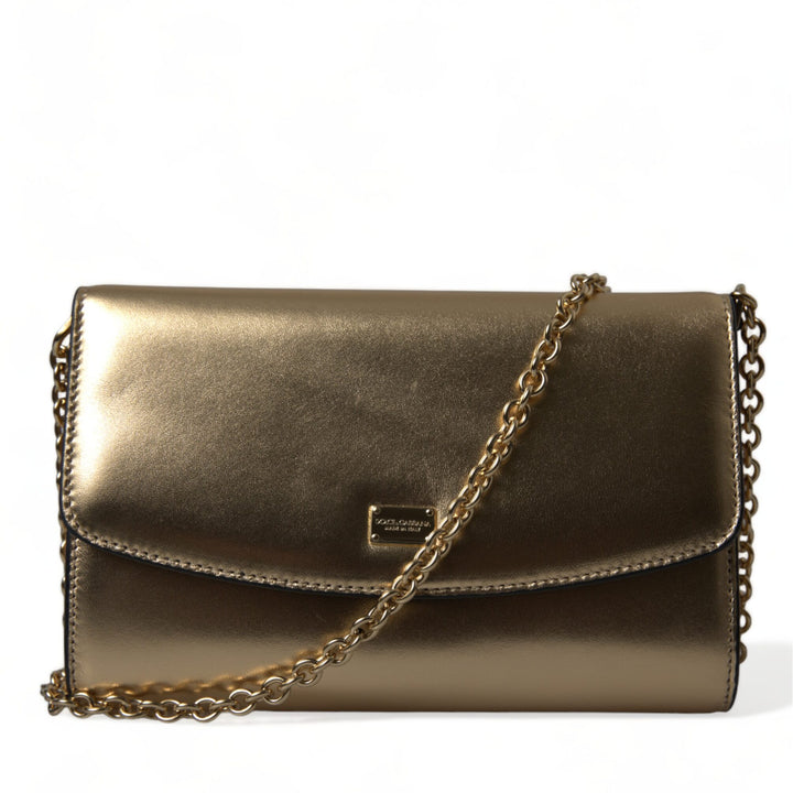 Dolce & Gabbana Metallic Gold Lambskin Leather Crossbody Mini Bag