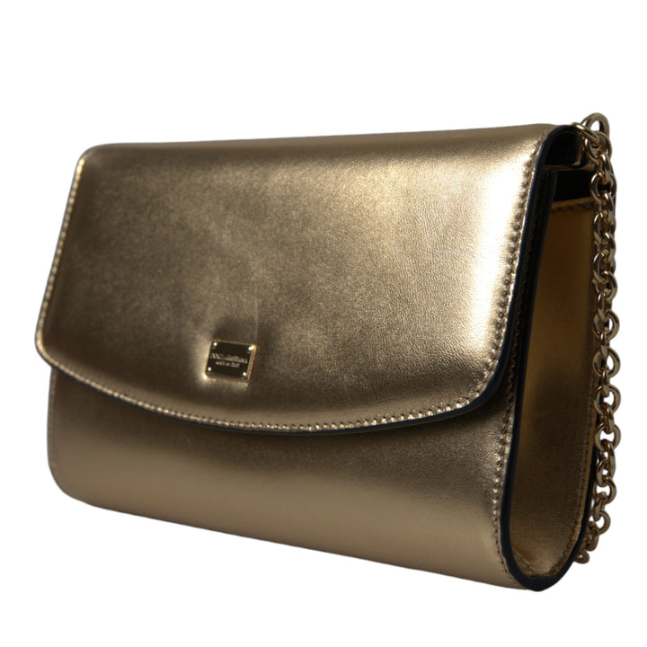 Dolce & Gabbana Metallic Gold Lambskin Leather Crossbody Mini Bag