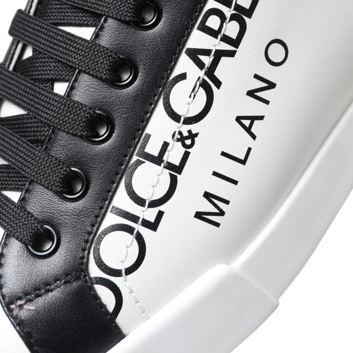 Dolce & Gabbana White Crown Portofino Leather Sneakers