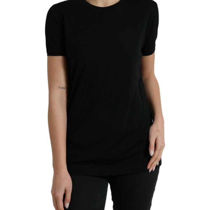 Dolce & Gabbana Black Wool Short Sleeves Crewneck T-shirt Top