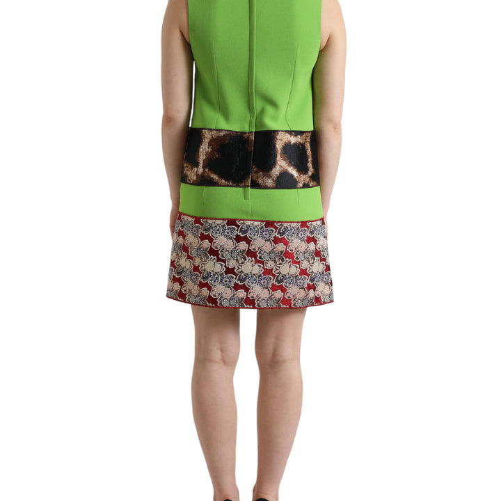 Dolce & Gabbana Apple Green Sleeveless Panelled Shift Dress