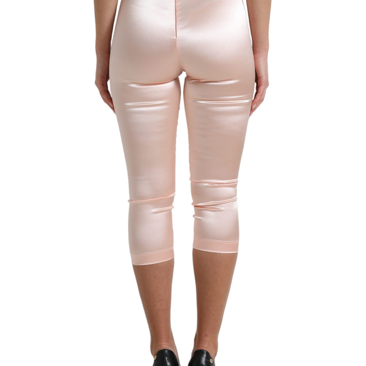 Dolce & Gabbana Pink Satin Silk Tights Cropped Pants