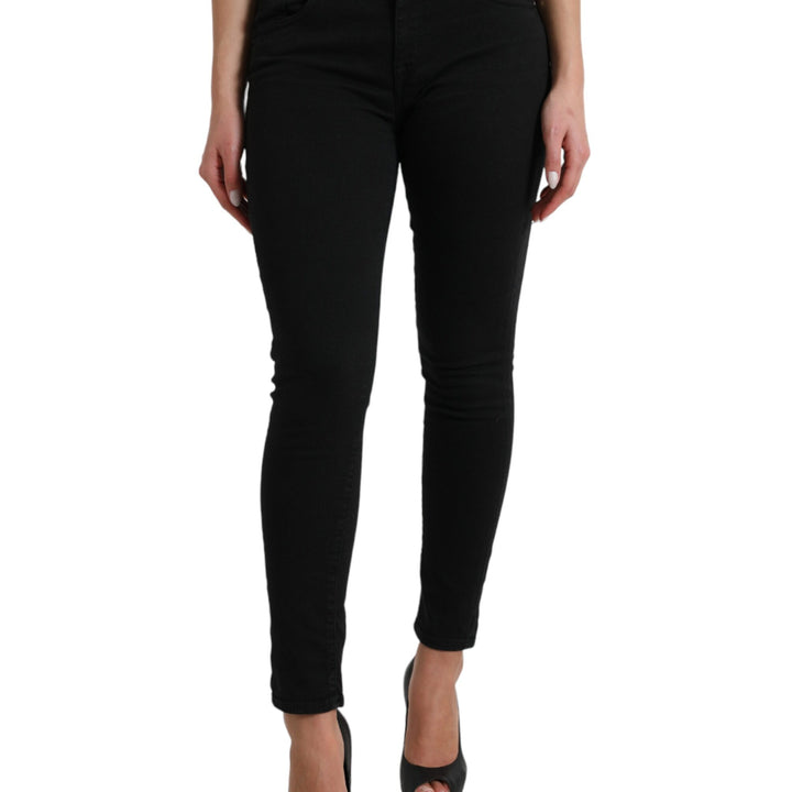 Dolce & Gabbana Black Cotton Mid Waist Skinny Denim Jeans