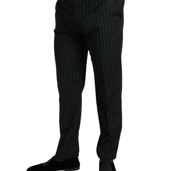 Dolce & Gabbana Black Striped slim fit Formal Pants