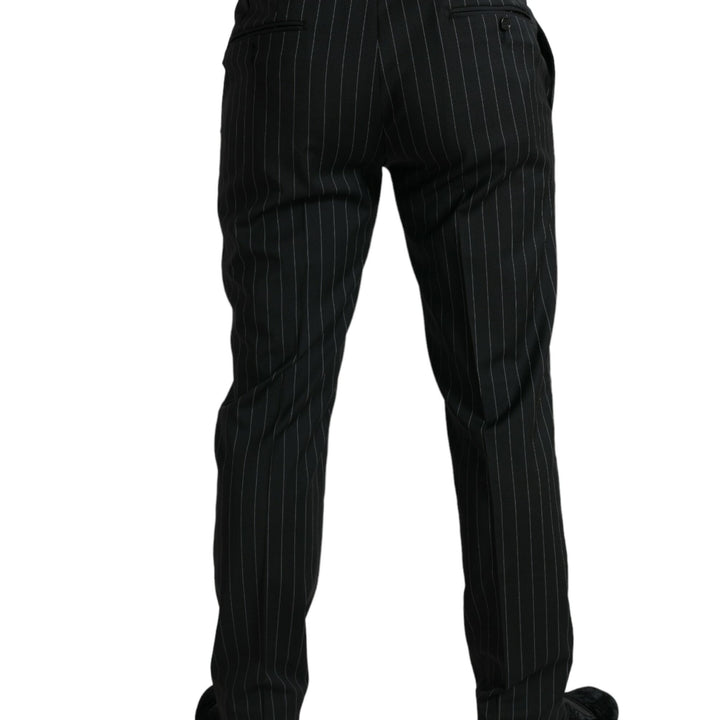 Dolce & Gabbana Black Striped slim fit Formal Pants