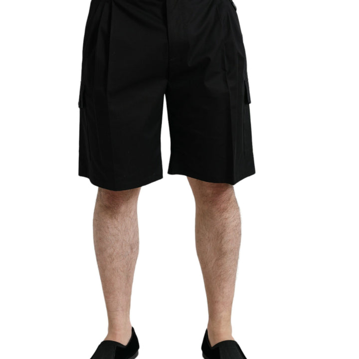 Dolce & Gabbana Black Cotton Stretch Cargo Bermuda Shorts