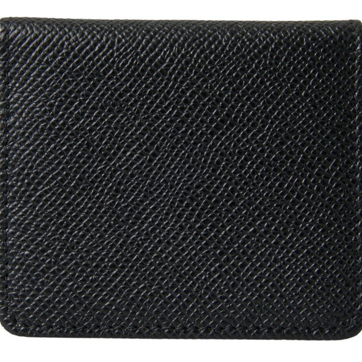 Dolce & Gabbana Black Textured Leather Bifold Logo Coin Purse Wallet