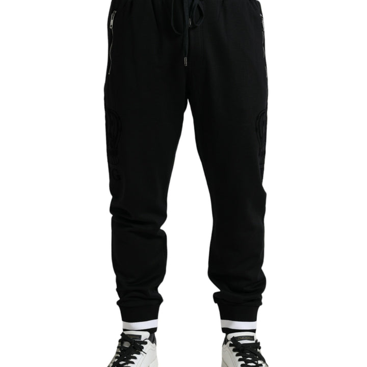 Dolce & Gabbana Black Cotton Logo Sweatpants Jogging Pants