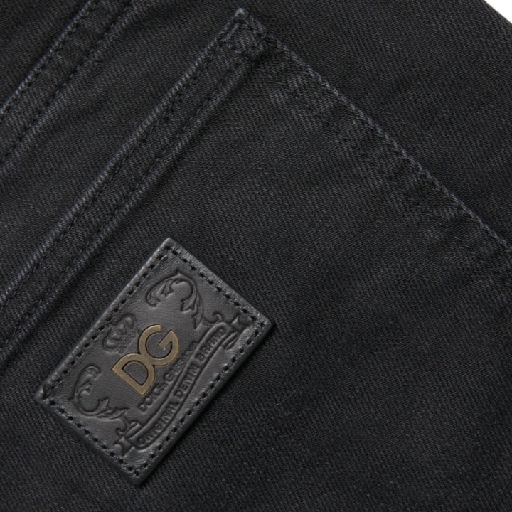 Dolce & Gabbana Black Cotton Stretch Bermuda Denim Shorts