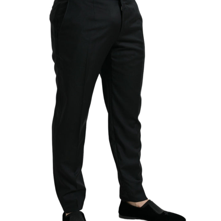 Dolce & Gabbana Black Wool Slim Fit Formal Trouser Dress Pants