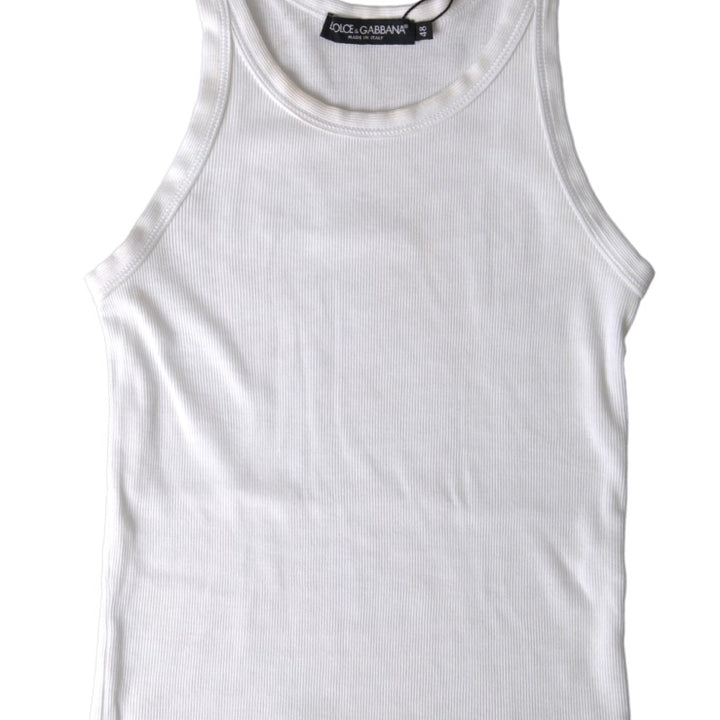 Dolce & Gabbana White Cotton Sleeveless Underwear Tank Top