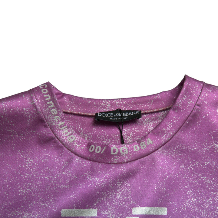 Dolce & Gabbana Pink Purple Logo Print Men Pullover Sweater