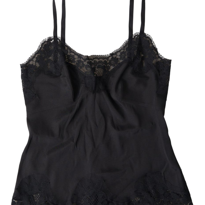 Dolce & Gabbana Black Lace Silk Sleepwear Camisole Underwear