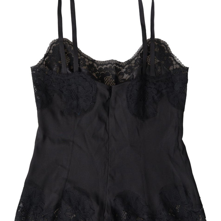 Dolce & Gabbana Black Lace Silk Sleepwear Camisole Underwear